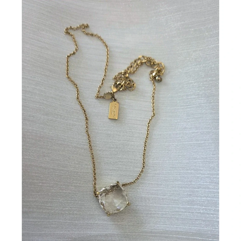 Kate Spade New York Clear Faceted Crystal‎ Pendant Gold Tone Collar Necklace